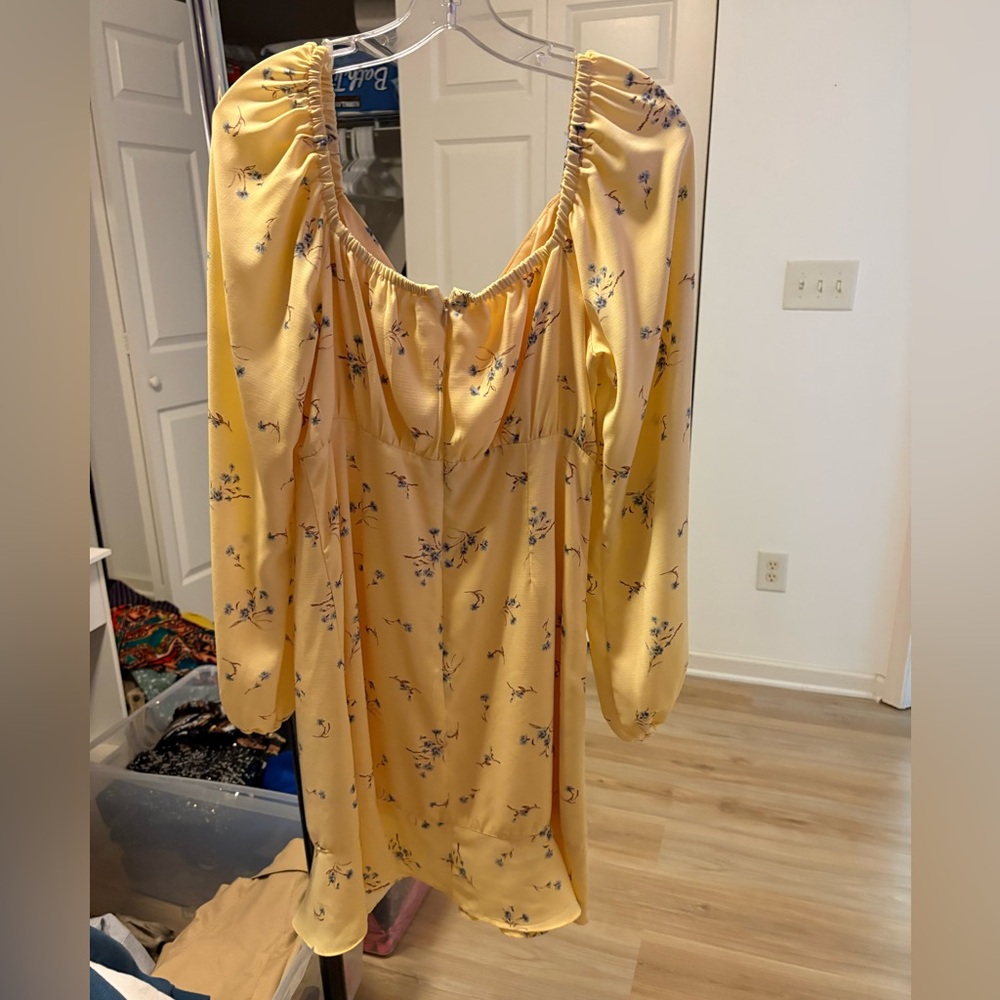 And Now This - Long Sleeve Yellow Floral Dress